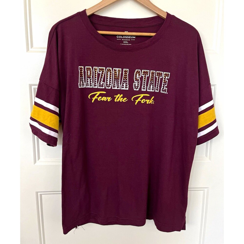 Colosseum Arizona State Sun Devils Womens XXL Rhinestone Bling Shirt Fear Fork
